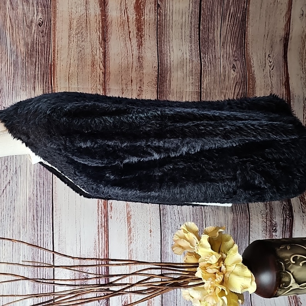 NEW FREE PEOPLE BLACK FURRY LONG SLEEVE OPEN FRONT CARDIGAN - Picture 7 of 13